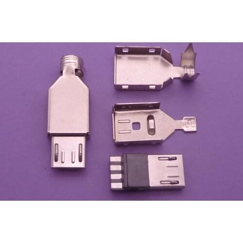 10set Micro USB 5PIN Welding Type Male Plug Connector Charger 5P USB Tail Charging jack 4 in 1 Metal Parts