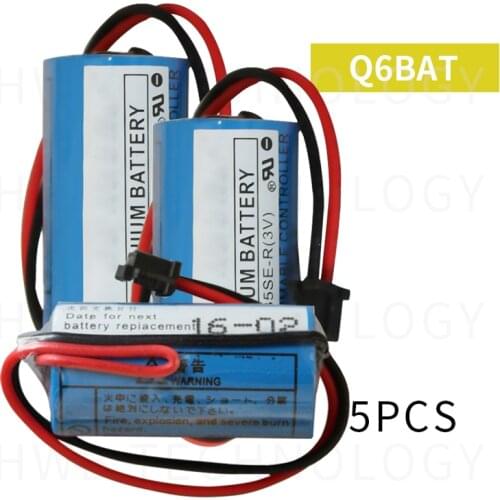 5pack New Original For Mitsubishi CR17335SE-R(3V) CR17335 Q6BAT CNC 3V PLC Lithium Battery Batteries with Plug Free Shipping