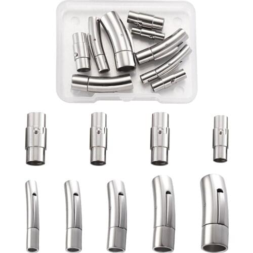 9pcs/Box 304 Stainless Steel Bayonet Clasps & Magnetic Screw Clasps For DIY Bracelet Necklace Making Connector Accessories