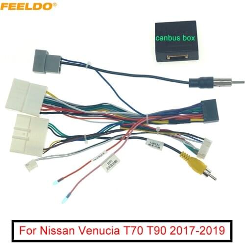 FEELDO Car 16pin Audio Wiring Harness With Canbus Box For Nissan Venucia T70 T90 Aftermarket Stereo Installation Wire Adapter