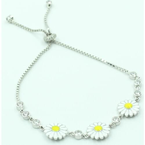 Aykat Daisy Silver Bracelet Silver Cubic Zirconia Women Bracelet With Lift Women 'S Bracelet Blk-242