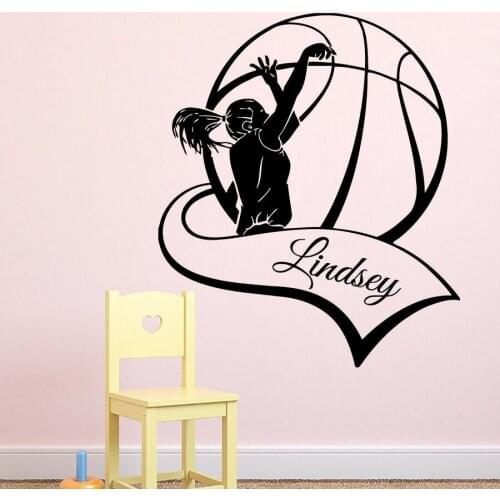 Basketball Wall Decals Sport Custom Name Vinyl Wall Stickers Girls Bedroom Living Room Home Decor Personalized Mural Art M469