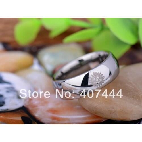 Free Shipping YGK JEWELRY Hot Sales 8MM Polish Sliver Supernatural Mens Tungsten Carbide Wedding Ring
