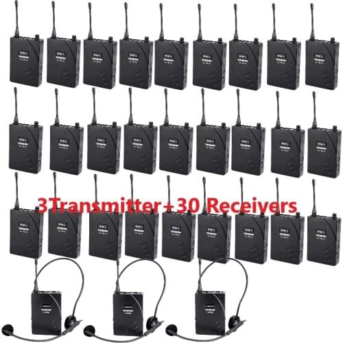Takstar UHF938/UHF-938 UHF frequency Wireless Tour Guide System 50m Operat Range 3 Transmitter+30 Receivers for Tour guiding