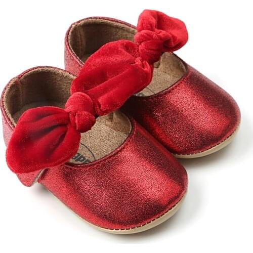 Baby Shoes Bling Newborn Bow Baby Girl Shoes PU First Walkers Bow Fashion Bling Baby Princess Girl Shoes
