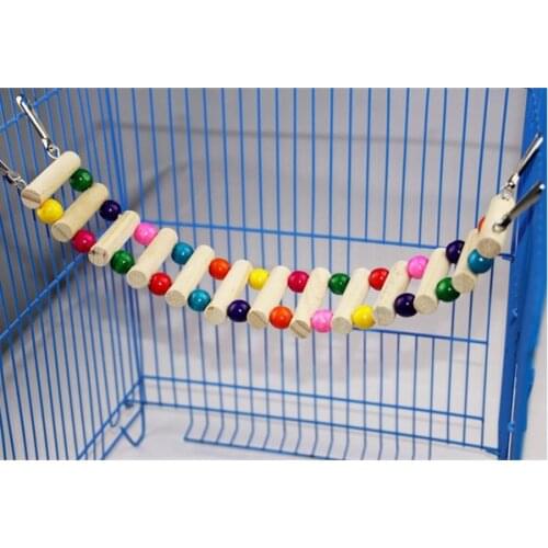 Bird Toys Birds Pets Parrots Ladders Climbing Toy Hanging Colorful Balls With Natural Wood
