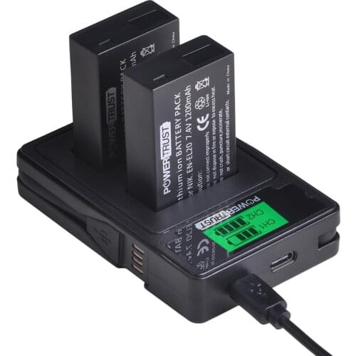 EN-EL20 EN-EL20A EL20 en el20 Battery+LCD USB Dual Charger with Type C Port for Nikon Coolpix P1000 Nikon1 J1, J2, J3 Nikon1 AW1