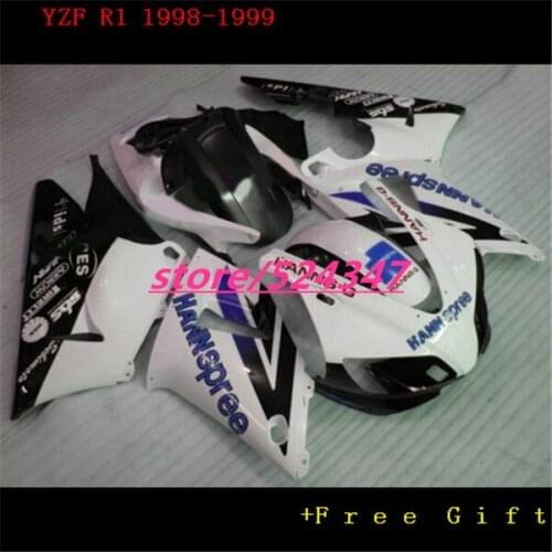 Hey-100% new fairing kit fit for R1 1998 1999 YZF R1 blue black white ABS fairings set YZF-R1 98 99 for Yamaha