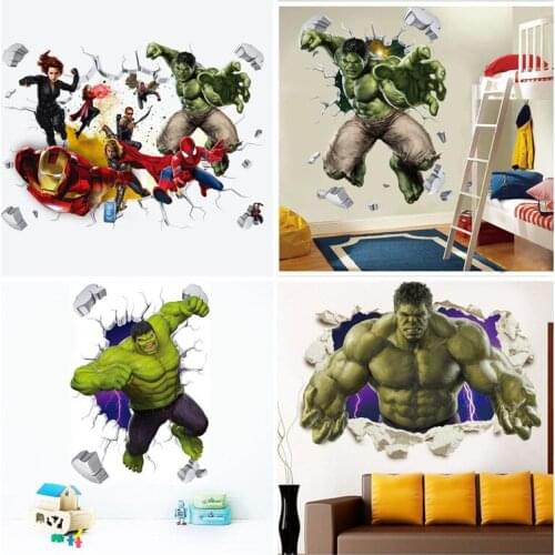 HOT 3D avengers wall stickers living room bedroom wall decoration Super hero movie poster wall stickers for kids rooms