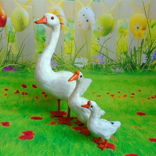Simulation goose model polyethylene&fur white goose prop one lot/3 pcs,handicraft home decoration gift b1800