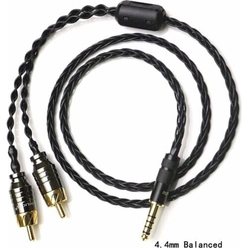 2.5/3.5/4.4mm Balanced Male to 2 RCA Male Splitter Audio Cable 24AWG OCC Silver plated Cable for headphone Player