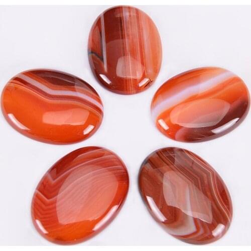 Red Striped Agates Natural Stone Cabochon Orange CAB Bead for Handmade Jewelry Women DIY Ring Earrings Handicraft Gift J021