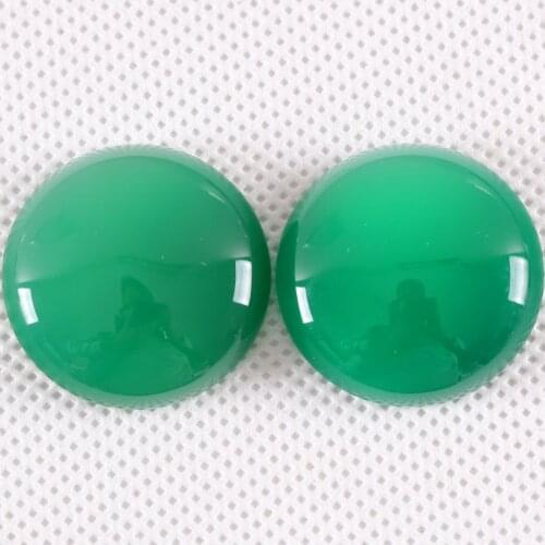 25MM Round Cabochon CAB Natural Stone Green Onyx No Drilled Hole Bead for Women Men DIY Jewelry Making Ring 2Pcs/Lot K1067