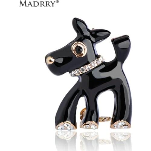 Madrry Vivid Black Enamel Horse Brooches For Women Men Gold-color Crystal Animal Broches Corsage Pin Dress Lapel Pins Bijouteria