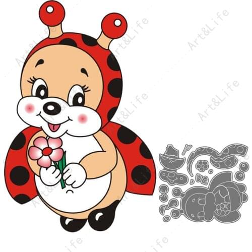 Cute Ladybird Beetle Hot New Metal Cutting Dies Stencils for Making Scrapbook Papper Card Album Birthday Card Embossing Cut Die