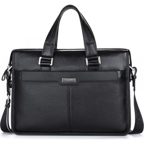 Men Briefcase Business Casual Men Messenger Bags New P.kuone Brand Men Bag Handbag Genuine Leather Bag Cowhide Leather