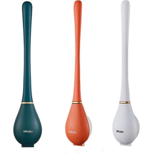 Silicone Water Drop Toilet Brush And Holder Set Automatic Opening And Closing Creative Wall-Mounted Toilet Brush For Bathroom
