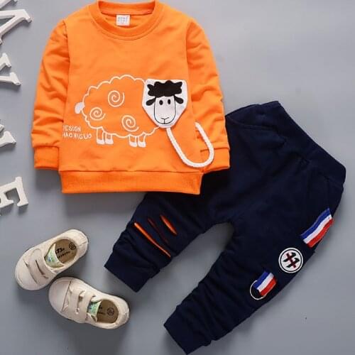 New Listing 2018 New Boys and Girls Baby Suit Spring and Autumn Models Infant and Child Cartoon Sweater Wei Pants Two Sets