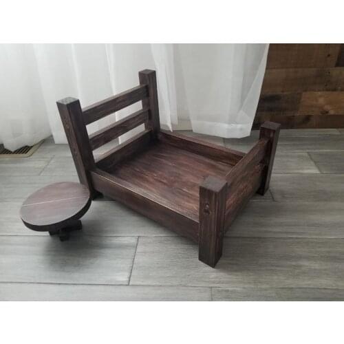 Newborn Photography Props Vintage Wooden Newborn Posing Mini Bed Coffee Table Tea Desk Furniture For Baby Studios Photo Shooting