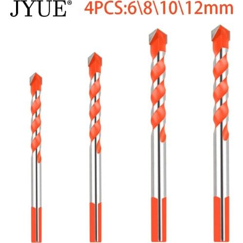 Professional 4PCS multi-function drill bit, glass, ceramic tile, concrete drilling Tungsten Carbide drill bit set 6/8/10/12mm