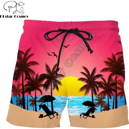 PLstar Cosmos Drop shipping 2019 New summer vibes shorts Hawaiian Beach Palms tree 3D Printed Male/Female Novelty Casual Shorts