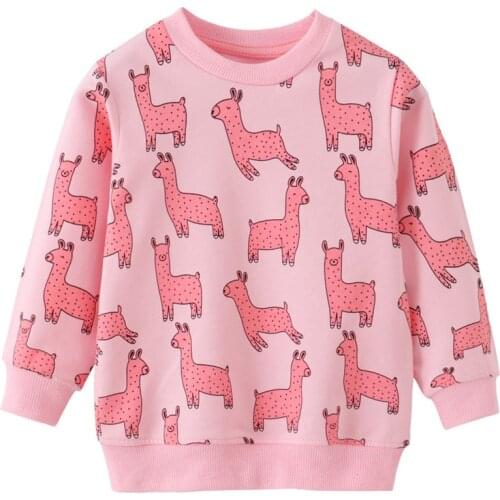 Jumping Meters New Arrival Animals Print Girls Sweatshirts Alpaca Cotton Childrens Clothes Kids Tops Shirts Hoodies Shirts