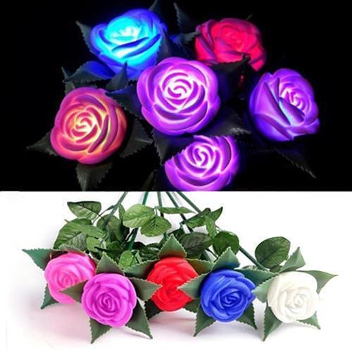 Romantic Rose Pattern LED Light Room Garden Yard Faux Flower Lamp Decoration