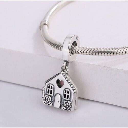 925 Sterling Silver Family Smart House Perfect Home Pendant Charm Bracelet DIY Jewelry Making For Original Pandora