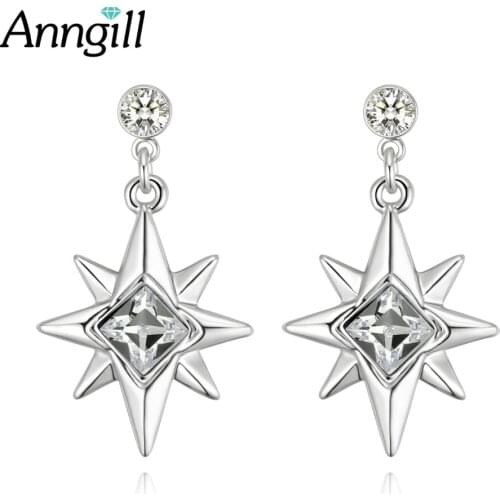 ANNGILL Trendy 100% Crystals from Swarovski Sparkling Octagonal Star Drop Earrings for Women Authentic Crystal Jewelry Bijoux