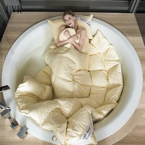 UVR French Duvet 95% White Goose Down Quilt Thickened Warm Winter Quilt Single Double Bed 100% Cotton Quilt Blanket 220*240