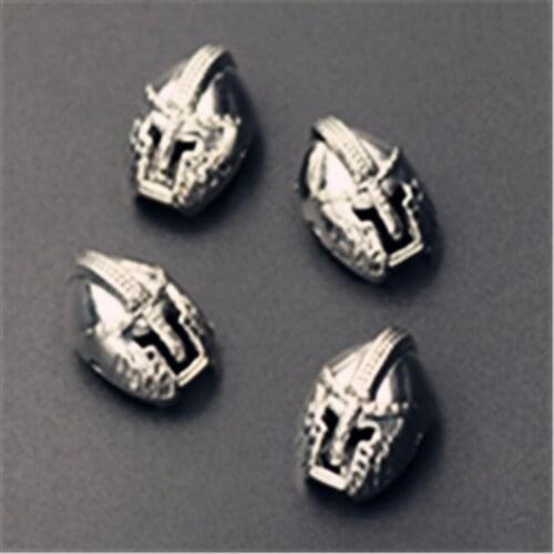 WKOUD 10pcs Silver color 3D Royal Knight Helmet Charm Bracelet Necklace DIY Vintage jewelry Double hole Alloy Pendants