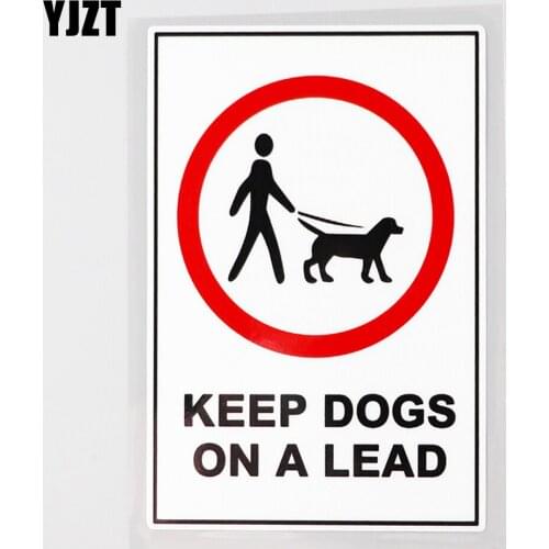 YJZT 8.7CM×13.2CM Keeps Dogs On Lead Safety Sign Decal PVC Car Sticker Decal 12C-0513