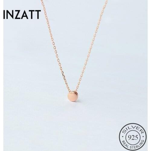 INZATT Minimalist Round Bean Chokers Pendant Necklace For Women Birthday Party Three Colors 925 Sterling Silver Jewelry Gift