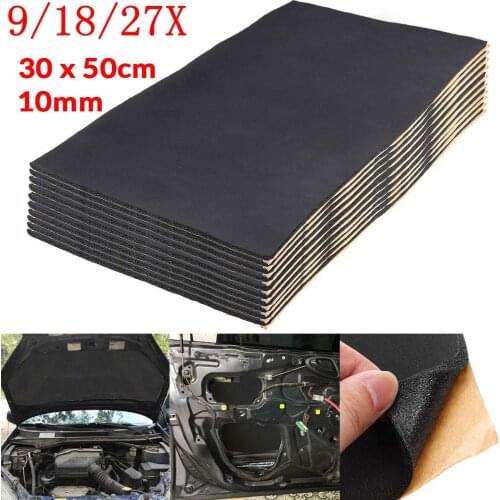 9/12Pcs 10mm Car Sound Deadener Mat Noise Bonnet Insulation Deadening Hood Engine Firewall Heat Foam Cotton Sticker