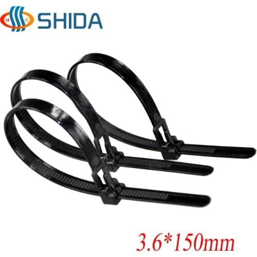 100pcs 3.6*150mm Releasable Plastic Nylon Zip Ties, Black and White Wire Organizer Cable Ties for Computer Wire Management