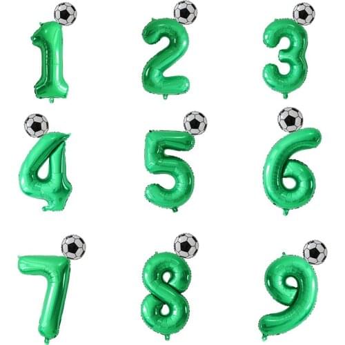2pcs Mini Football Soccer Foil Balloons 30" Number Birthday Theme Party Decor Air Ballon Boys Birthday Games Toys Party Supplies