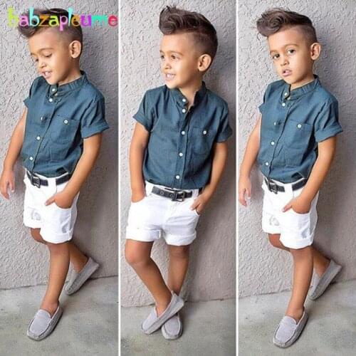 2Piece Toddler Boys Summer Clothes Kids Wear Fashion Blue Short Sleeves Baby T-shirt+White Shorts Children Clothing Sets BC1466