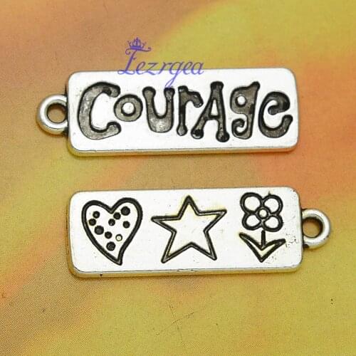 20pcs/lot--30x10mm, Antique silver plated courage charms,DIY supplies,Jewelry accessories