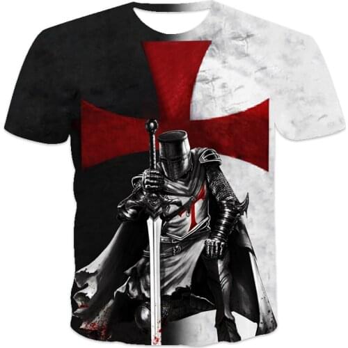 2021 New Summer Mens T-shirt Knight Print 3d Three-Dimensional Short-Sleeved O-Neck Harajuku Casual Hip-Hop Trend Oversized Sho