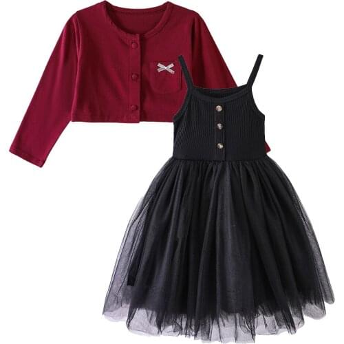 2021 Autumn Baby Girl Dress 1st Birthday Party Wedding Sequin Dress For Girls Princess Sling Dress+Jacket 2Pcs Set Kid Clothes