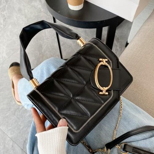 2021 Vintage PU Leather Casual Bags Ladies Elegant Chain Shoulder Crossbody Bag Women Handbags Purses Female Shoulder Daily Bag