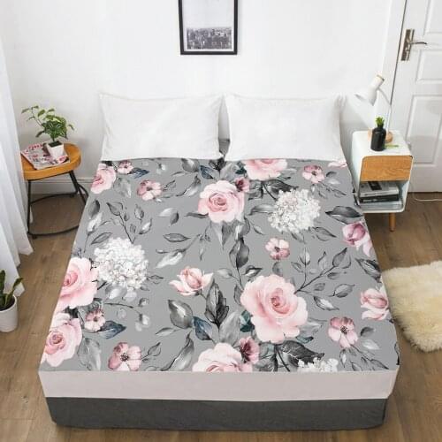 3D Fitted Sheet Custom Single Double King Size Mattress Cover With Elastic Bed Sheet 90x200 Bedding Rose For Wedding Microfiber
