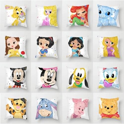 45x45cm Disney Cartoon Princess Peach Skin Velvet Printing Bedroom Lumbar Cushion Cover Home Decoration Sofa Gift for Friends