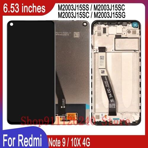 6.53" Tested Display for Xiaomi Redmi Note 9 LCD Touch Screen with Frame Xiomi Redmy Note9 M2003J15SC M2003J15SG M2003J15SS