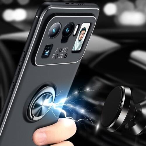 Car Magnetic magnet Case For Xiaomi Mi11 Mi 11 Ultra Ring Holder Finger Grip Soft TPU Cover