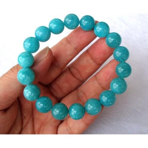 Free Shipping Natural Mozambique Amazonite Round 11mm Beads Bracelet Women Man Jewelry Accessories Weddings Parties Gift