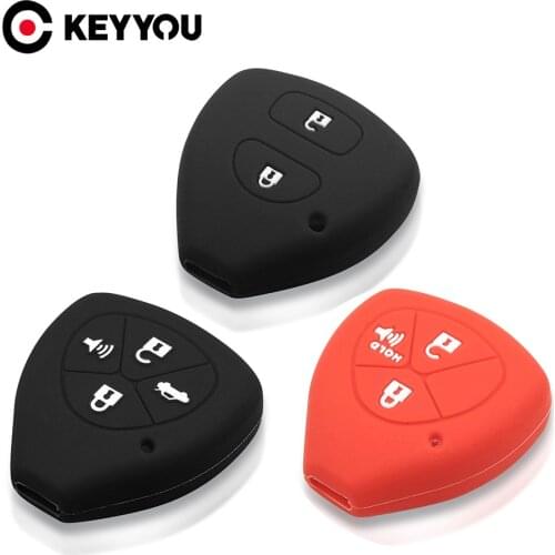 KEYYOU Silicone Car Key Case Cover For Toyota Auris HiLux Corolla Fortuner Prado Verso Camry Yaris Vitz Vios Ractis 2/3/4 Button