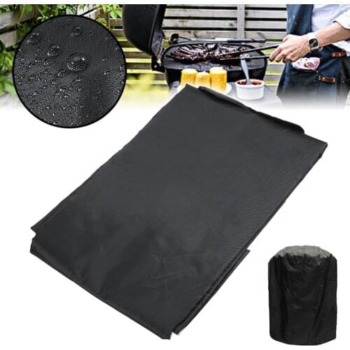 1pcs Mayitr Black Round Waterproof Dust BBQ Grill Cover Outdoor Garden Patio Barbecue Protector Covers