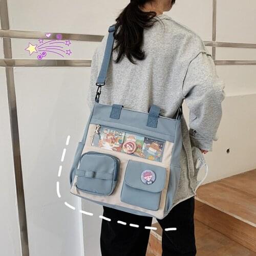 Color Contrast Waterproof Nylon Shoulder Bag Large Capacity Crossbody Bags For Women Hand Bag Basket Female Casual Tote Purses