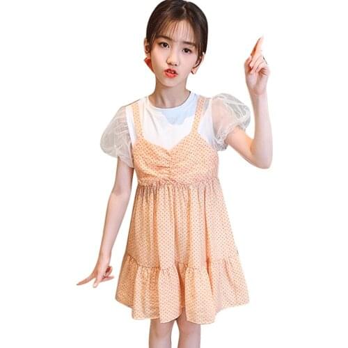 Kids Dresses For Girls Dot Pattern Dress For Kids Girl Mesh Children Dresses Summer Childrens Costumes For Girls 6 8 10 12 14